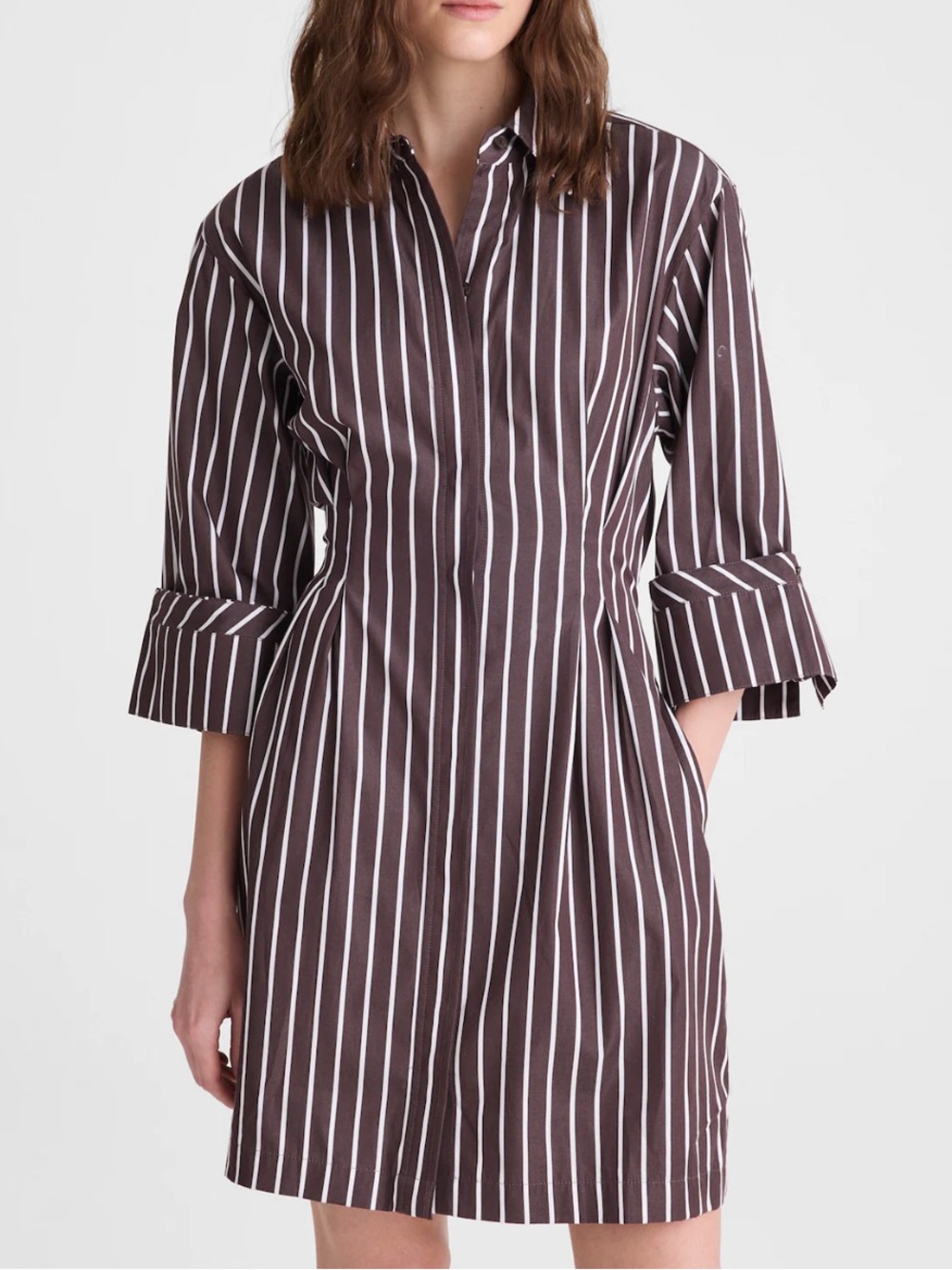 Madewell Tucked Mini Shirtdress in Chocolate Plum